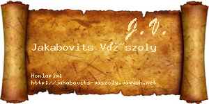 Jakabovits Vászoly névjegykártya