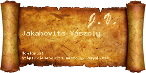 Jakabovits Vászoly névjegykártya